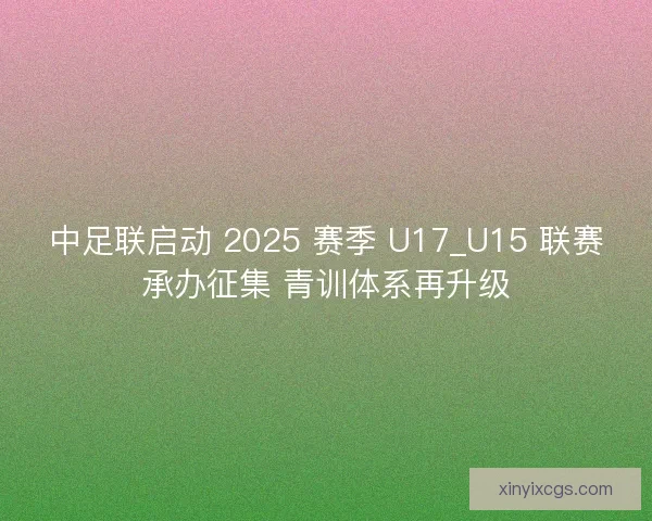 中足联启动 2025 赛季 U17_U15 联赛承办征集 青训体系再升级